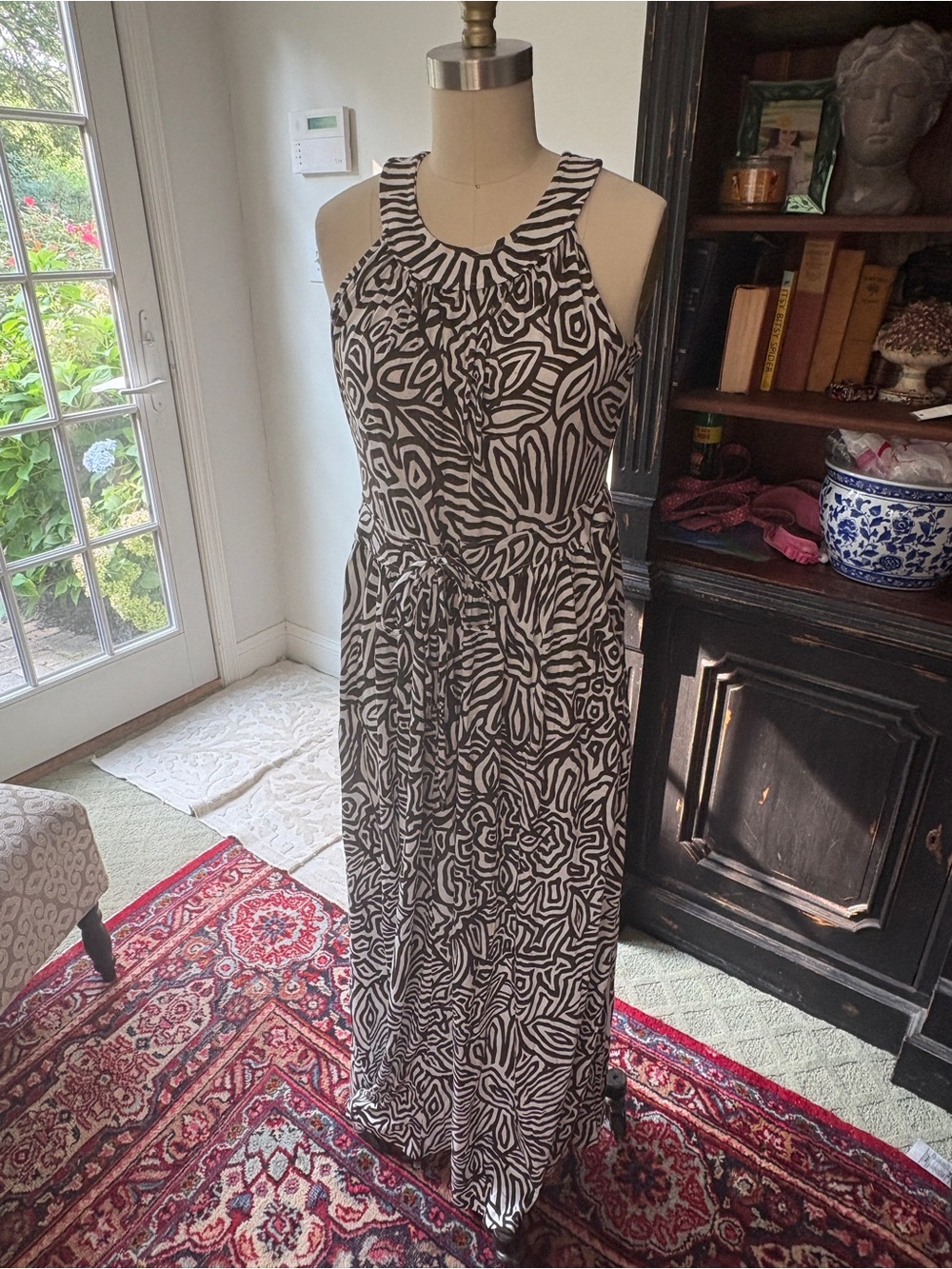 Brown/White Maxi Summer Dress Sz Medium